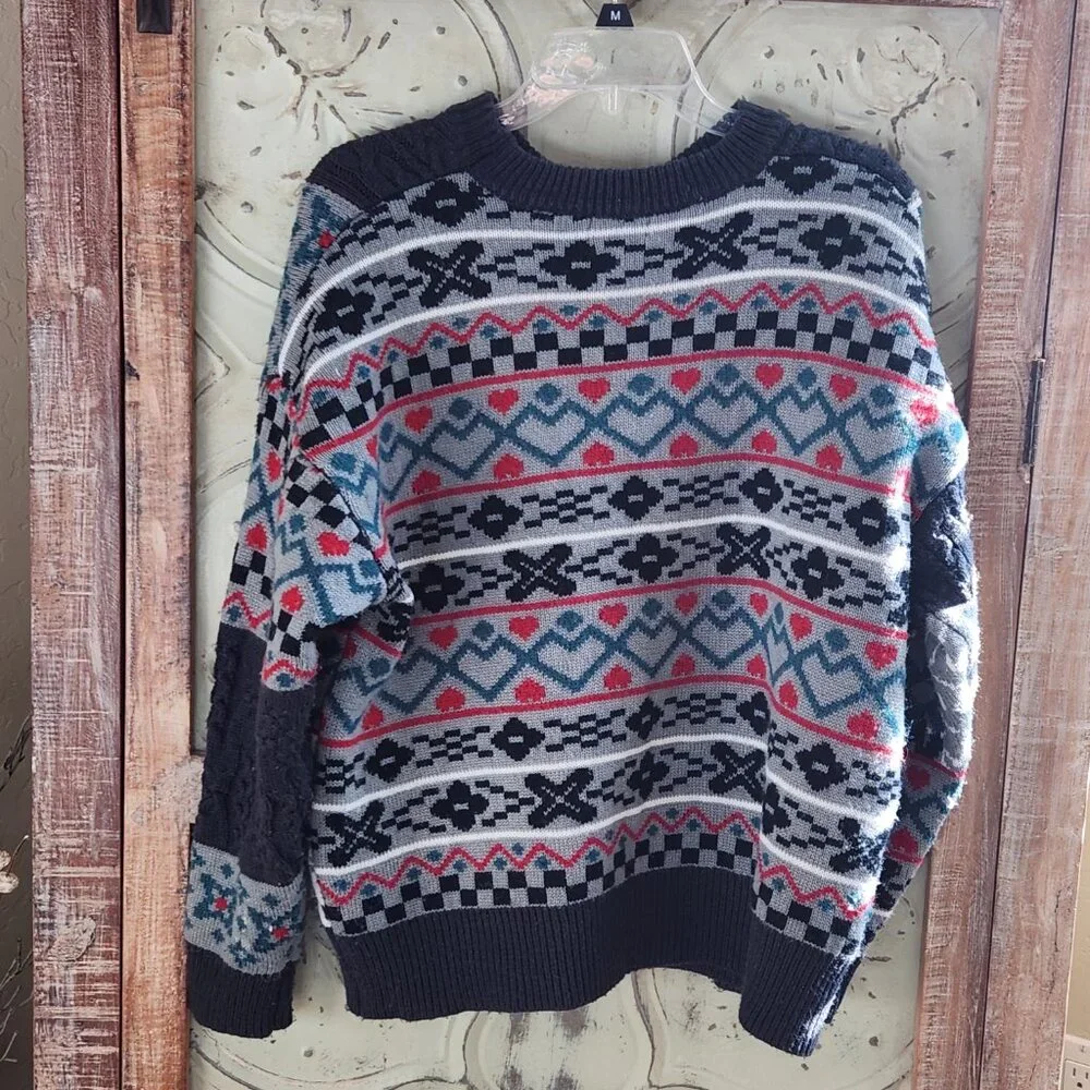 YWFG Andrielee Graphic Cable Knit Sweater, Women XL